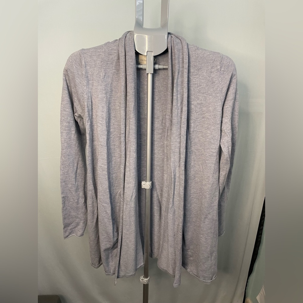 Dreamers Open Front Cardigan Womens S Grey Shawl Collar Cotton Rayon T1622